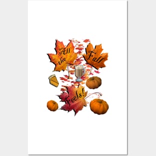 Fall Thanksgiving Design All The Fall Feels! Pumpkins, Autumn Leaves & Pumpkin Pie Oh MY!Happy Thanksgiving Posters and Art